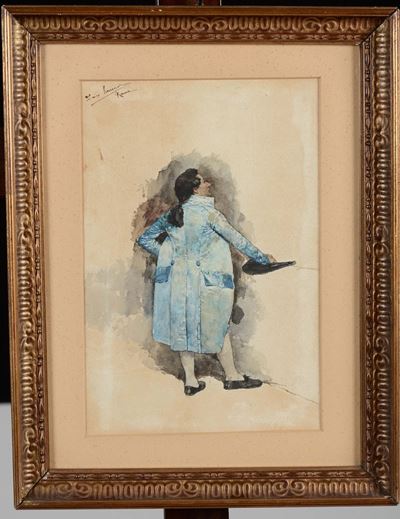 Acquarello con Figura Maschile, Roma XIX Secolo