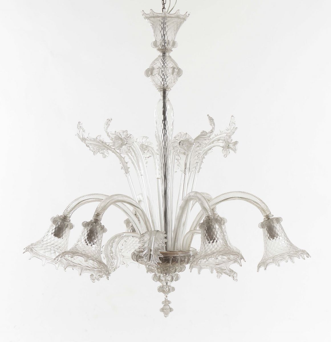 Lampadario in Vetro di Murano a Sei Luci, XX Secolo
