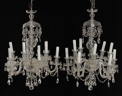 Coppia di Lampadari di Boemia a Dieci Luci