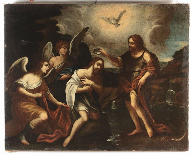 Giovanni Antonio Molineri (1577-1645), attribuito a Battesimo di Cristo  - Asta Arredi dalle dimore degli eredi Ercole Marelli e altre provenienze - Cambi Casa d'Aste