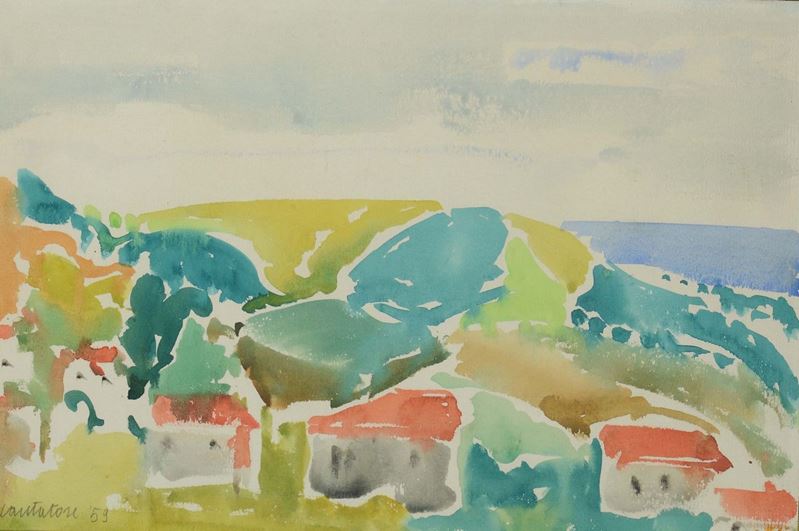 Domenico Cantatore (1906 - 1998) Paesaggio collinare, 59  - Auction Fine Art - Cambi Casa d'Aste