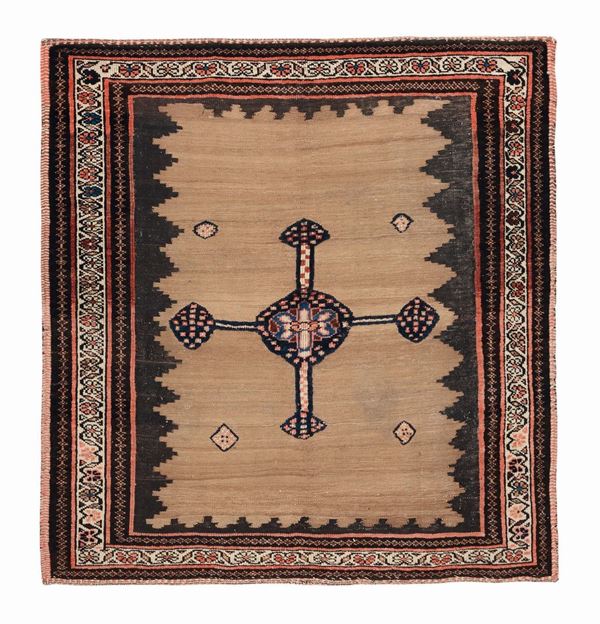 A Rare Veramin part-pile ru-khorsi rug, 19th-20th century, cm 145x140, good condition