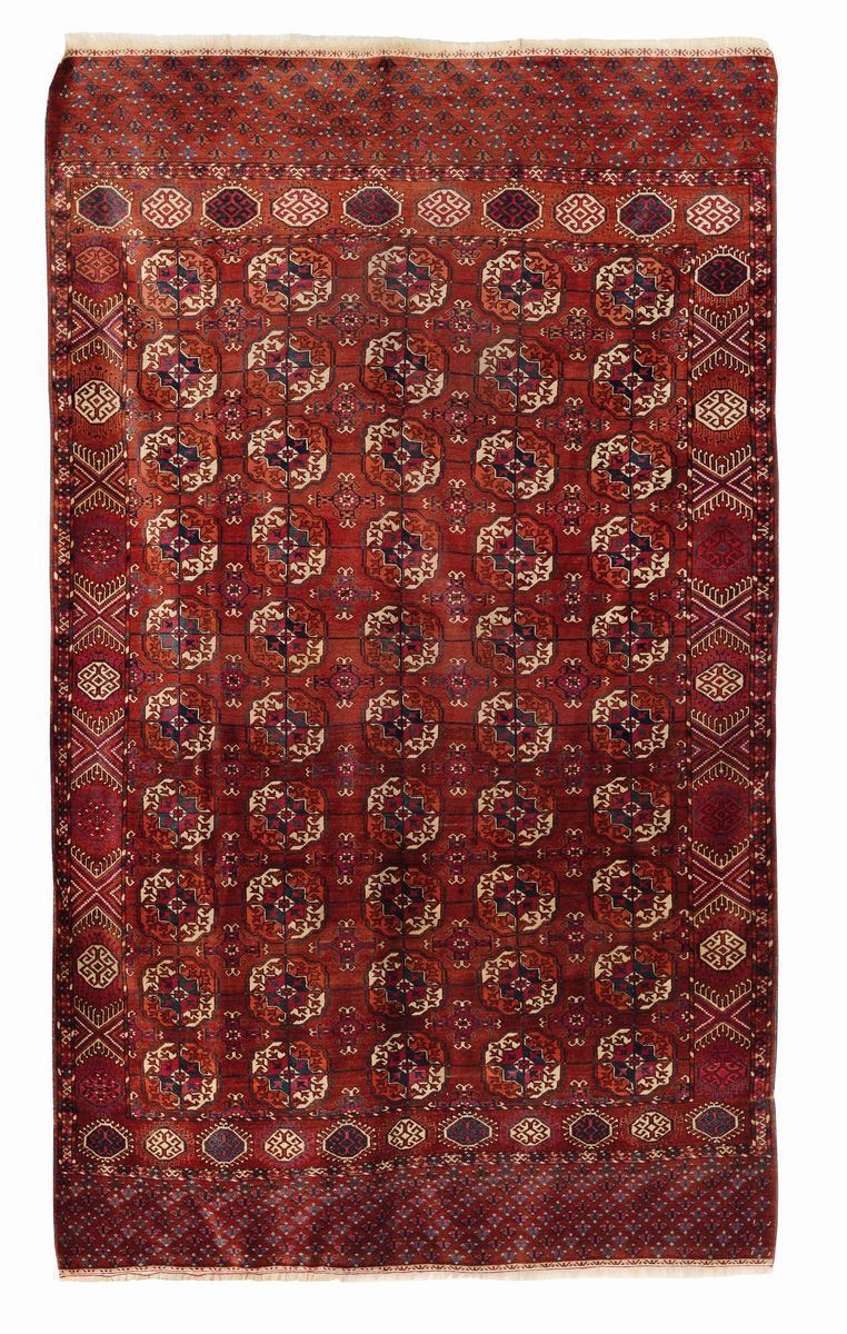 Tappeto turkmeno Tekke principale fine XIX secolo  - Asta Tappeti Antichi - Cambi Casa d'Aste