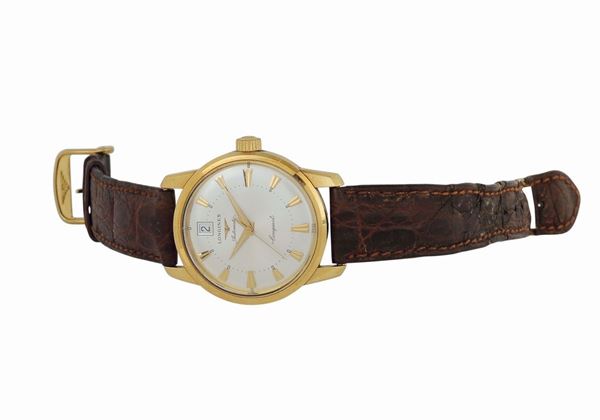 Longines, Conquest Calendar, Automatic, case No. 31411423, 18K yellow gold self-winding, water resistant wristwatch. Made in the 1960's.