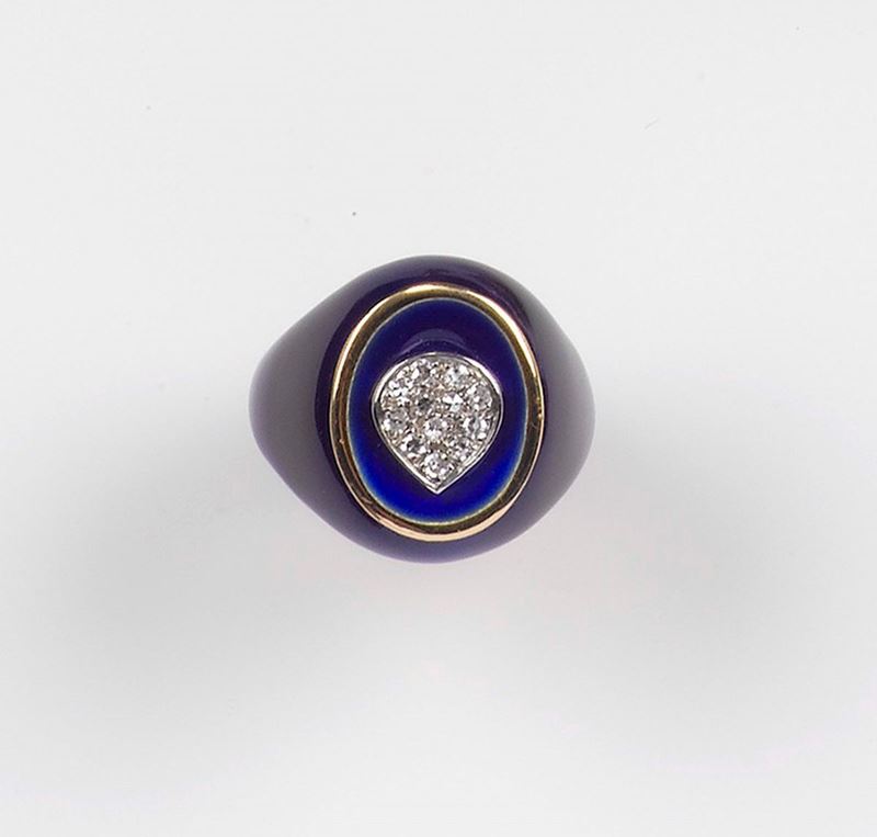 A diamond and enamel ring  - Auction Fine Art - Cambi Casa d'Aste