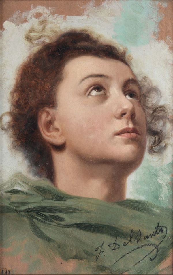 Felice Del Santo (Skikda 1864 - La Spezia 1934) Studio di testa dal vero, 1906