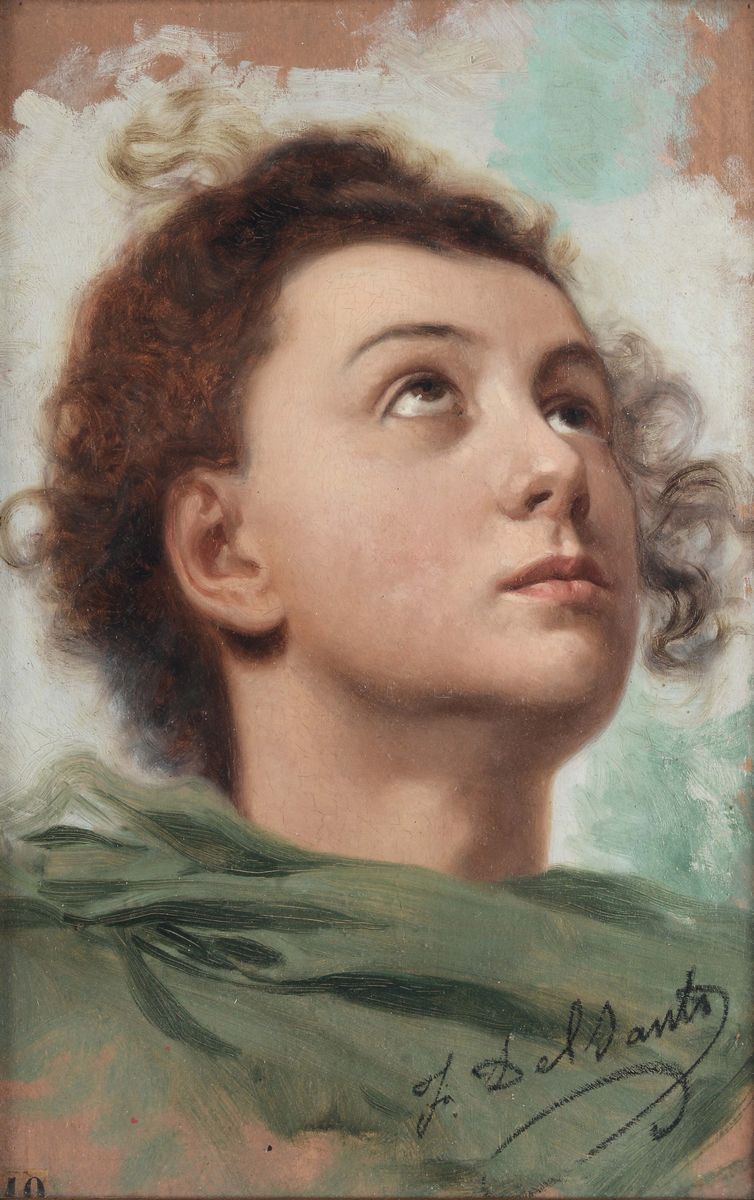 Felice Del Santo (Skikda 1864 - La Spezia 1934) Studio di testa dal vero, 1906  - Auction 19th and 20th century paintings - Cambi Casa d'Aste