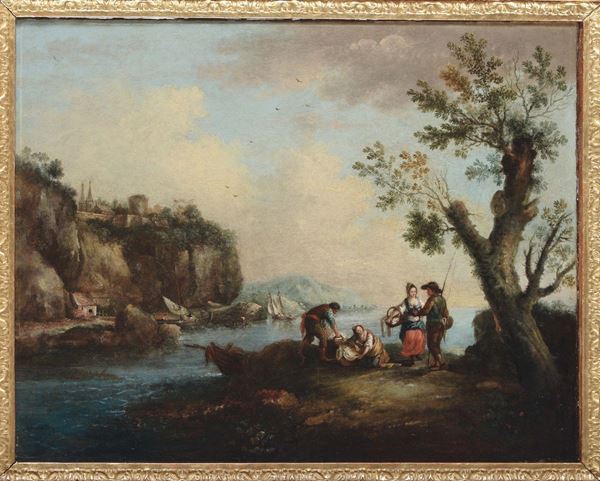 Scuola del XVIII secolo Paesaggio con figure