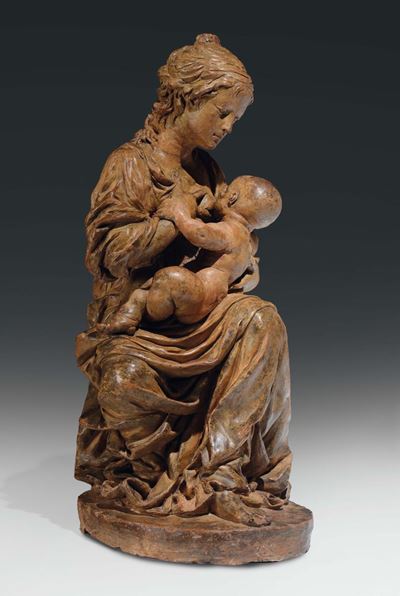 Madonna con Bambino in Terracotta. Scultore Prossimo a Pietro Torrigiani (firenze 1472 - Siviglia...