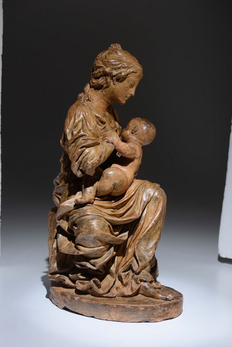 Madonna con Bambino in Terracotta. Scultore Prossimo a Pietro Torrigiani (firenze 1472 - Siviglia...