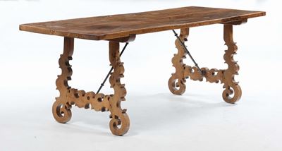 Tavolo in Legno Massello in Stile Rinascimentale, XIX-XX Secolo