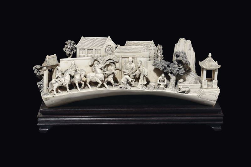 A carved ivory men on horses group, China, early 20th century  - Auction Fine Chinese Works of Art - Cambi Casa d'Aste