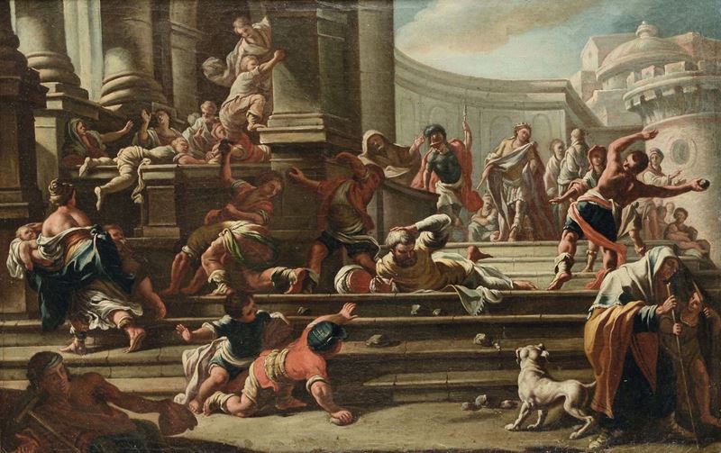 Alessio D'Elia (San Cipriano Picentino 1718 - ?) Martirio di Santo Stefano  - Asta Dipinti Antichi - Cambi Casa d'Aste