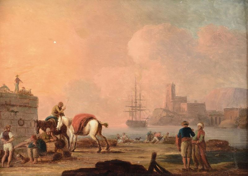 Charles Francois Grenier Delacroix (Marsiglia 1720 - Berlino 1782) Veduta di Porto  - Auction Old Masters Paintings - Cambi Casa d'Aste