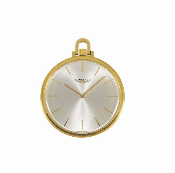Longines, case No. 7712-7, 18K yellow gold pocket watch. Made in the 1960's.