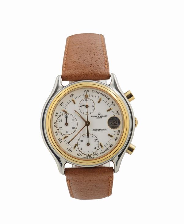 Baume & Mercier, Automatic, Ref.6103, orologio da polso, in acciaio e oro, cronografo con datario e fibbia originale. Realizzato nel 1990.