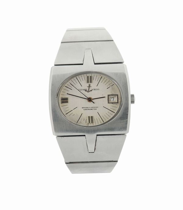Ulysse Nardin,Officially Certified Chronometer, orologio da polso, in acciaio, con datario. Realizzato nel 1970.
