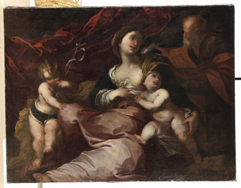 Valerio Castello (Genova 1624-1659), e aiuti Sacra Famiglia con San Giovannino  - Asta Dipinti Antichi - Cambi Casa d'Aste