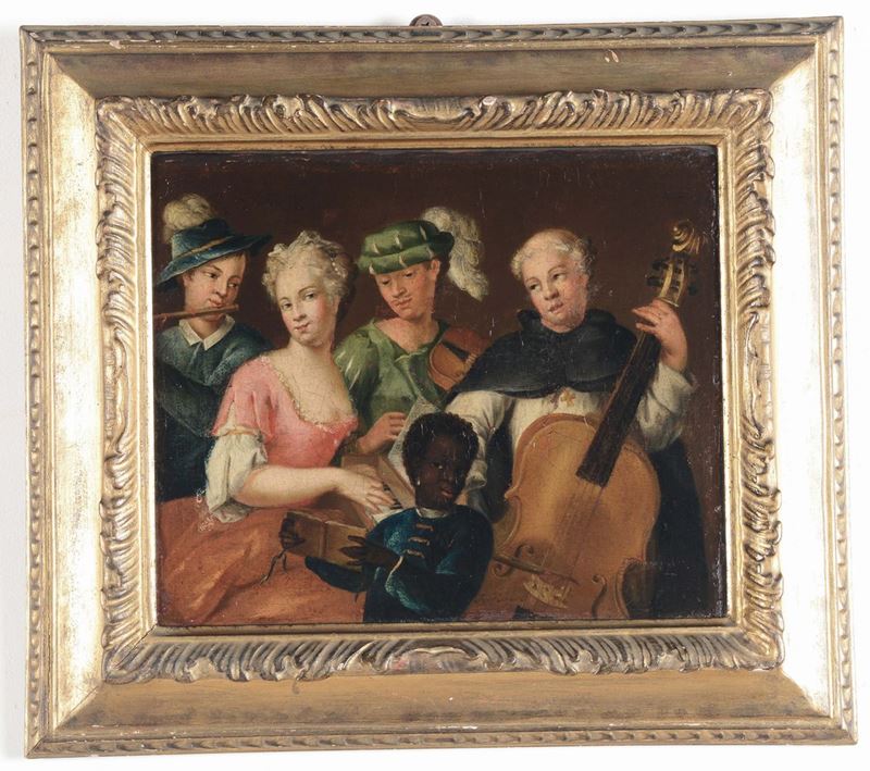 Scuola del XVIII secolo Scena di concerto  - Asta Dipinti Antichi - Cambi Casa d'Aste