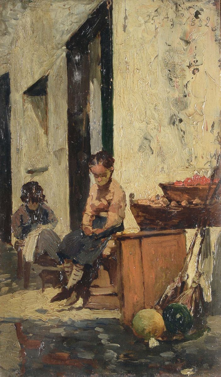 Benedetto Musso (Laigueglia 1835-1883) Venditore di frutta, 882  - Asta Dipinti del XIX e XX secolo - Cambi Casa d'Aste