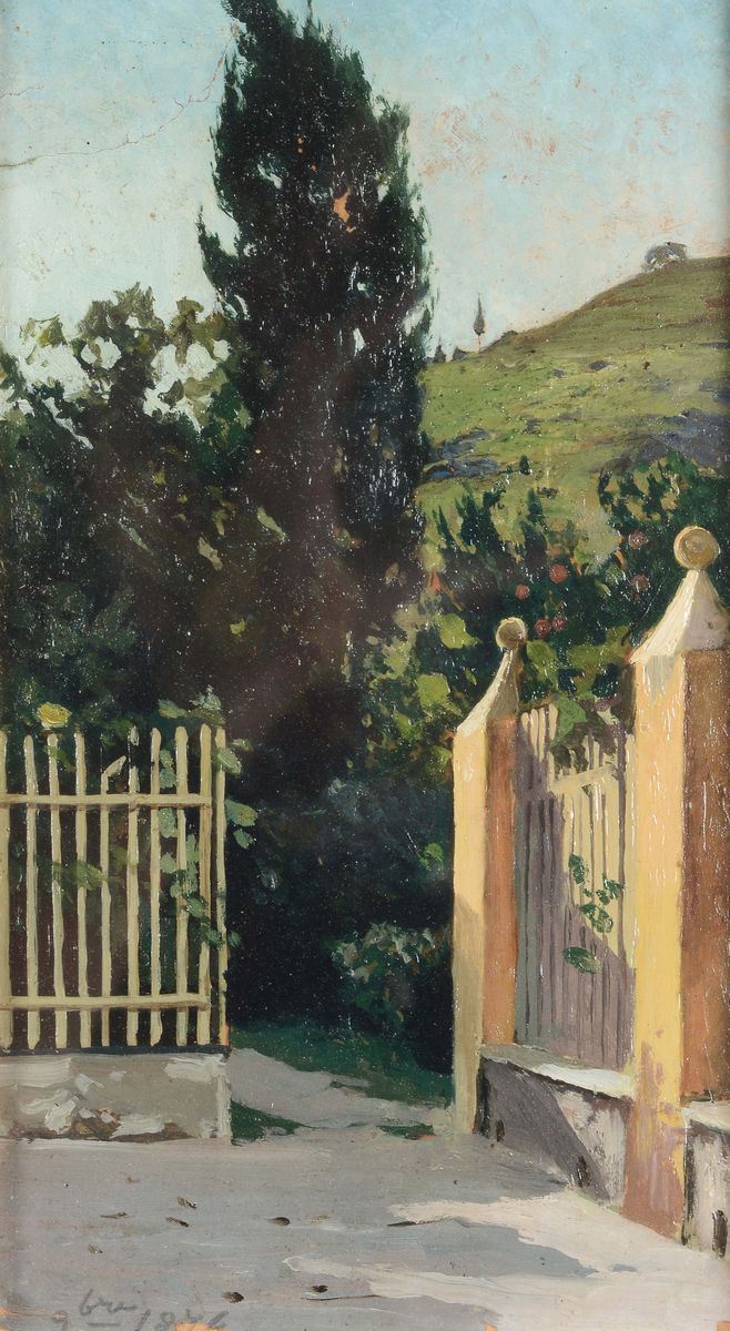 Benedetto Musso (Laigueglia 1835-1883) L'ingresso della villa, 1876  - Asta Dipinti del XIX e XX secolo - Cambi Casa d'Aste
