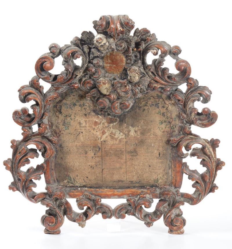 Cartagloria in legno intagliato e dorato, XVIII secolo  - Auction Asta a Tempo Antiquariato - Cambi Casa d'Aste