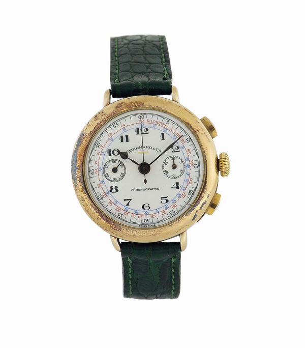Eberhard, sterling silver chronograph wristwatch.