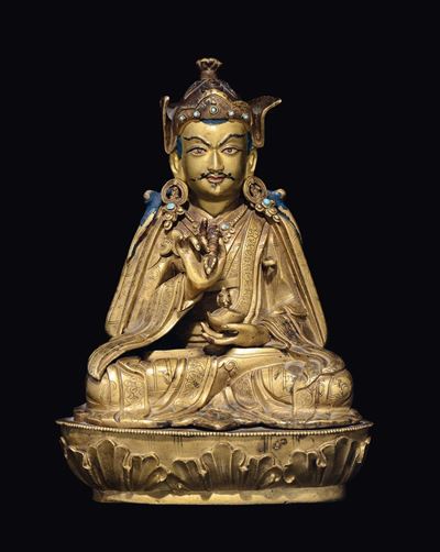 Figura di Padmasambhava con tra le Mani Coppa e Vajra,tibet, XVII Secolo
