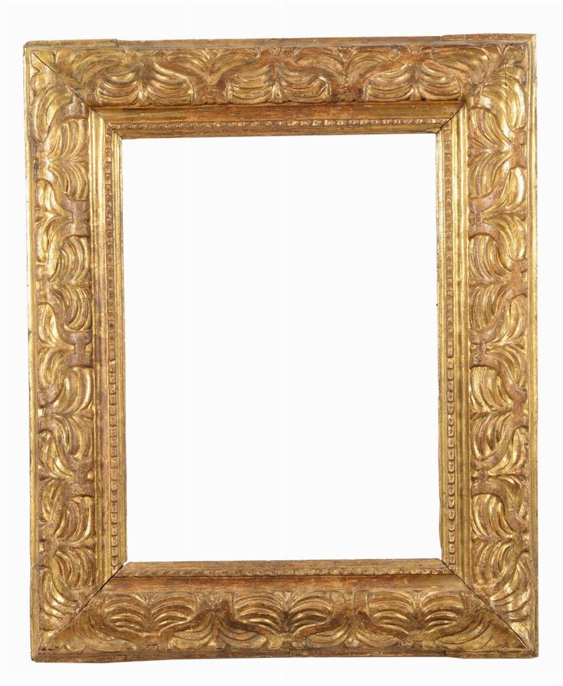 Cornice intagliata a spirali contrapposte e dorata, XVII secolo  - Auction Fine Old Frames - Cambi Casa d'Aste