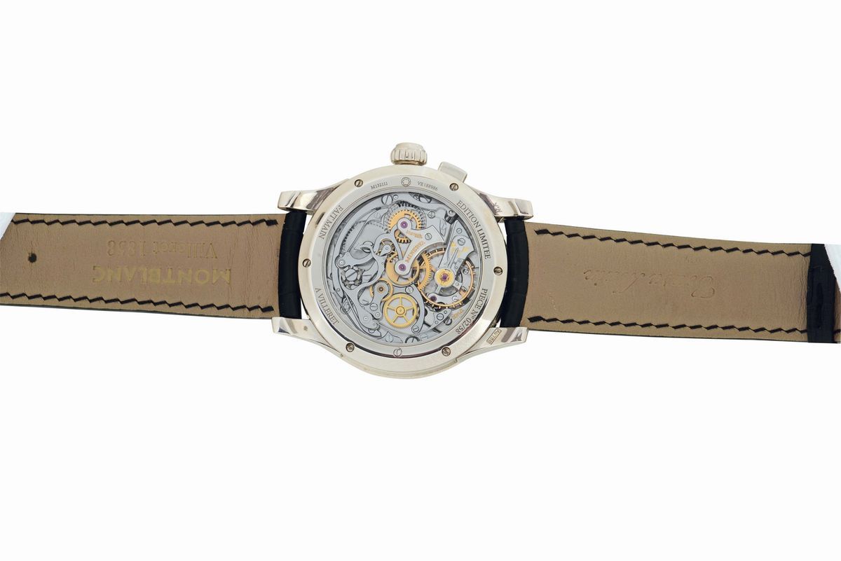 Montblanc, Collection Villeret, No. 02/58, Orologio da Polso, Cronografo, in Oro Bianco 18k, Scal...