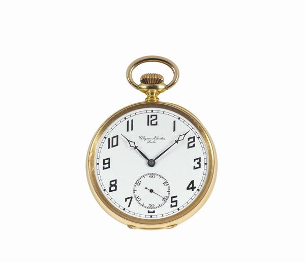 Ulysse Nardin, Locle & Genève,Grand Prix Paris, movement No. 11916. Made circa 1900. Very fine, large, 18K yellow gold,  keyless pocket watch.