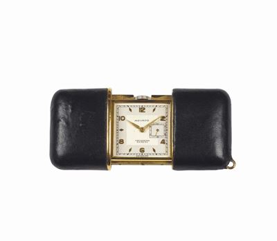 Movado, Factorie, Swiss. No. 1254/649m. Circa 1940. Orologio in Ottone Dorato Estensibile Rivesti...