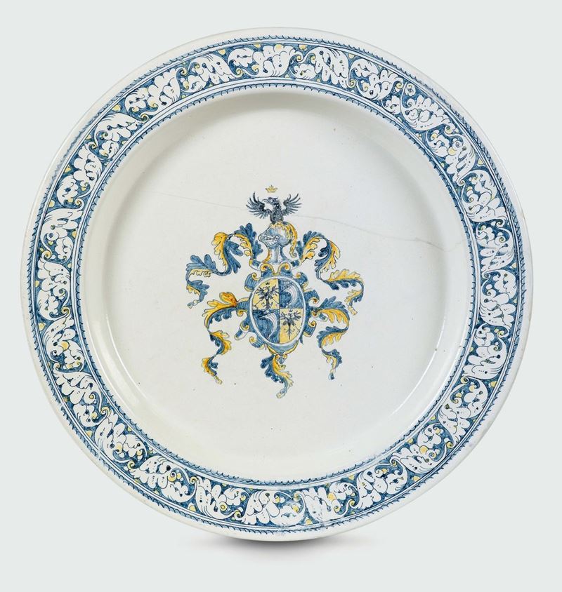 Grande bacile Faenza, fine del XVI secolo  - Auction Collectors' Majolica and Porcelain - Cambi Casa d'Aste