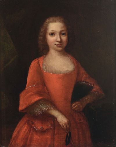 Scuola del XVIII Secoloritratto di Fanciulla in Abito Rosso
