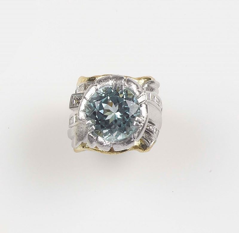 Enrico Cirio, Torino. A Vulcano Buono tormalite and diamond ring. Mounted in yellow and white gold 750/1000  - Auction Fine Jewels - Cambi Casa d'Aste