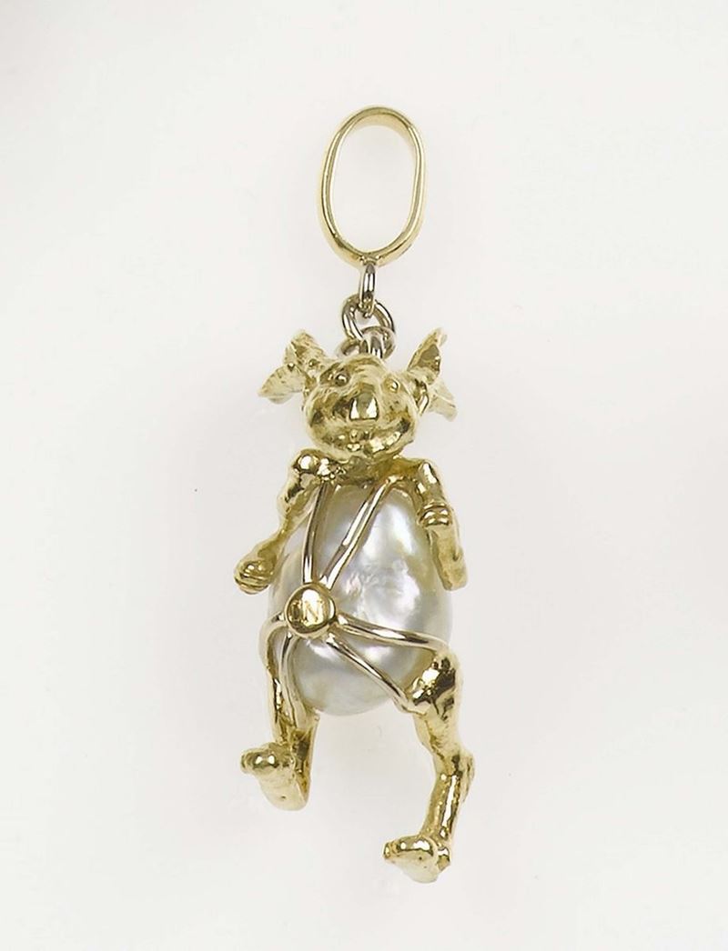 Enrico Cirio, Torino. A Coniglio pearl pendant  - Auction Fine Jewels - Cambi Casa d'Aste