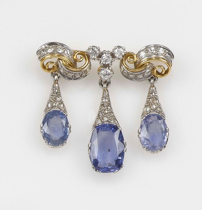 A sapphire and diamond brooch  - Auction Fine Jewels - Cambi Casa d'Aste