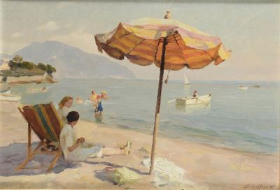 Antonio Schiaffino (camogli 1879 - Genova 1968)bagnanti