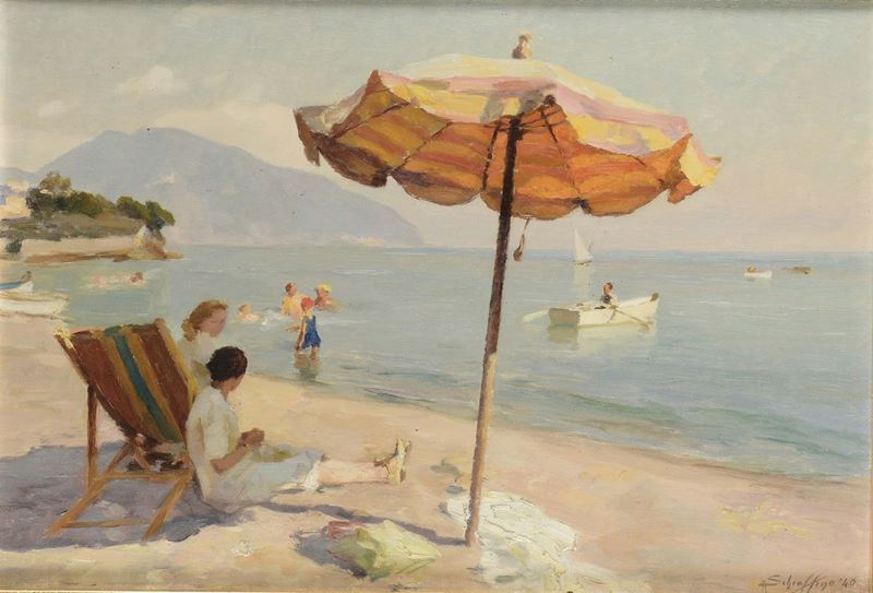 Antonio Schiaffino (Camogli 1879 - Genova 1968) Bagnanti  - Auction 19th and 20th century paintings - Cambi Casa d'Aste