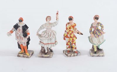 Quattro Personaggi della Commedia Dell'arte, Manifattura Ginori, XX Secolo