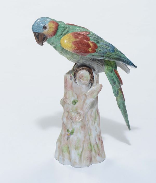 Pappagallo in porcellana, Francia XX secolo