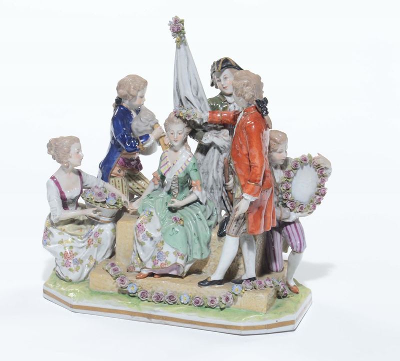 Gruppo in porcellana con figure, Capodimonte prima metà XX secolo  - Asta Antiquariato - Cambi Casa d'Aste