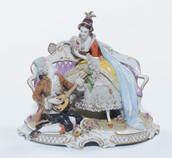 Gruppo in porcellana con scena galante, Capodimonte