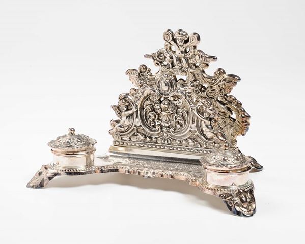 Calamaio in metallo argentato, XX secolo