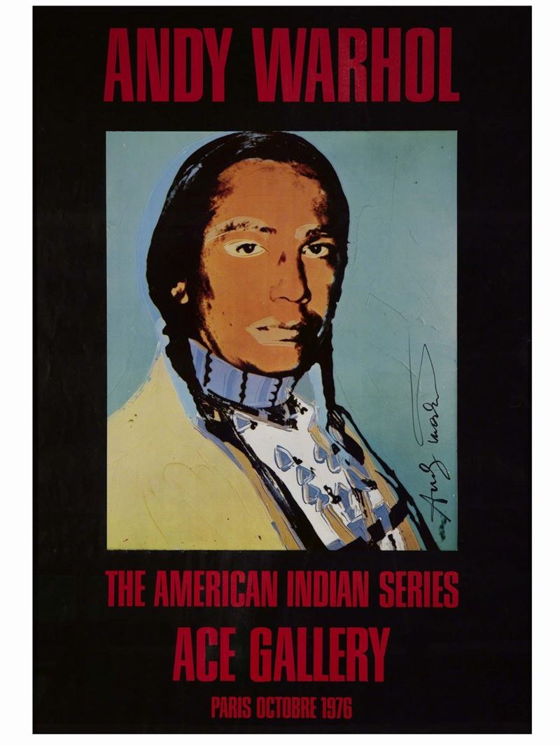 Andy Warhol (1928-1987) American Indian (nero) 1976  - Asta CAMBI TIME - Arte Moderna e Contemporanea - Cambi Casa d'Aste
