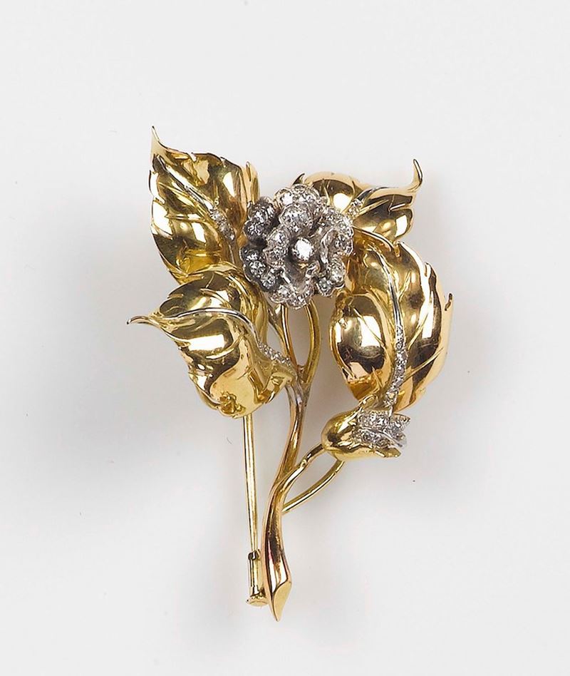 Diamond brooch, Chiappe  - Auction Jewels Timed Auction - Cambi Casa d'Aste