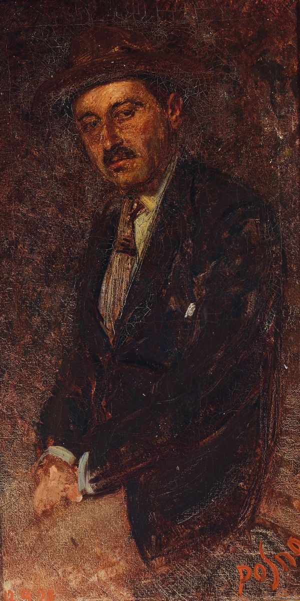 Lino Selvatico (Padova 1872 - Treviso 1924), attribuito a Figura maschile, 1920  - Asta Dipinti del XIX e XX secolo - Cambi Casa d'Aste