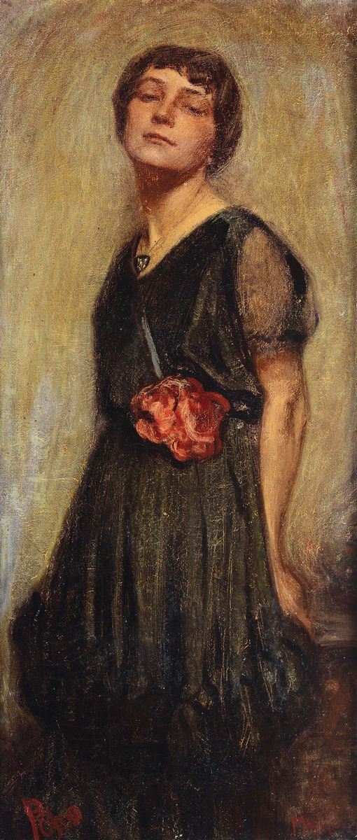 Lino Selvatico (Padova 1872 - Treviso 1924), ambito di Figura femminile  - Asta Dipinti del XIX e XX secolo - Cambi Casa d'Aste