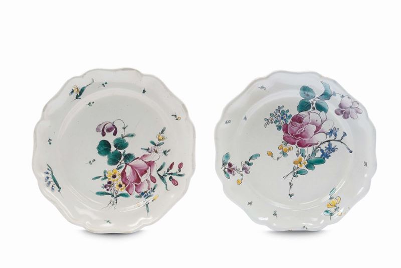 Due piatti Savona, bottega di Giacomo Boselli seconda metà del XVIII secolo  - Asta Maioliche e porcellane dal XVI al XIX secolo - Cambi Casa d'Aste