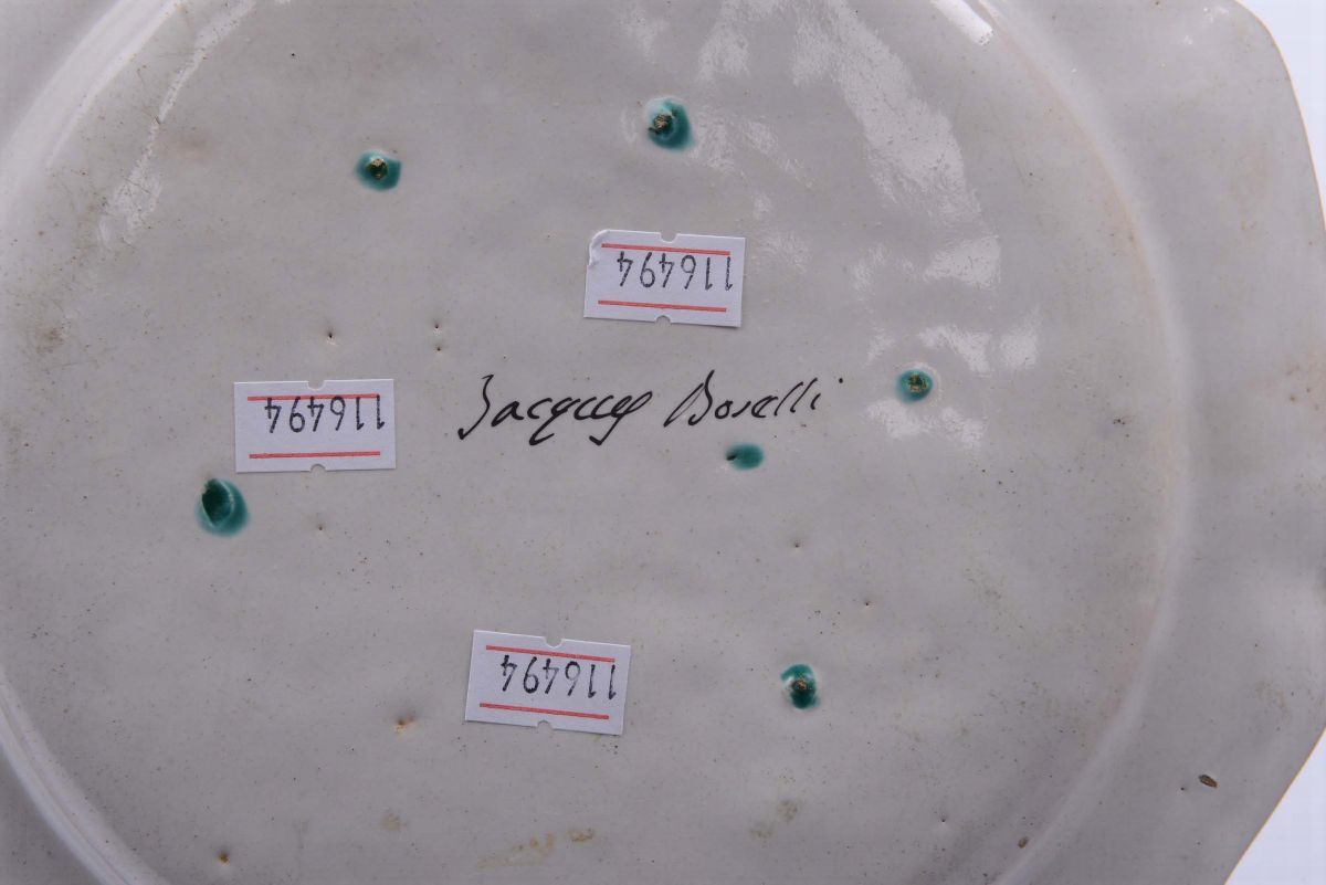 Coppia di Piatti in Maiolica con Decoro alla Rosa, Jacques Boselly, Savona XVIII Secolo